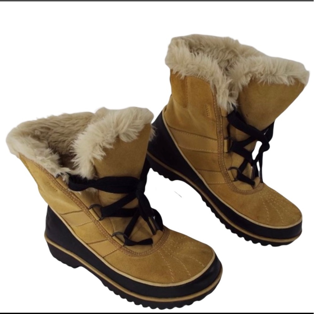 Women’s SOREL Tivoli II Brown Suede Leather Fur Boots
